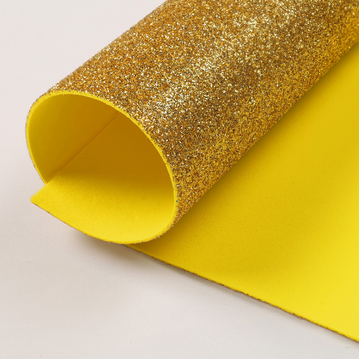 Fogli Gomma Crepla Glitter 14 colori spessore 1,6mm - Misura 33x25cm -  Giallo-Oro 