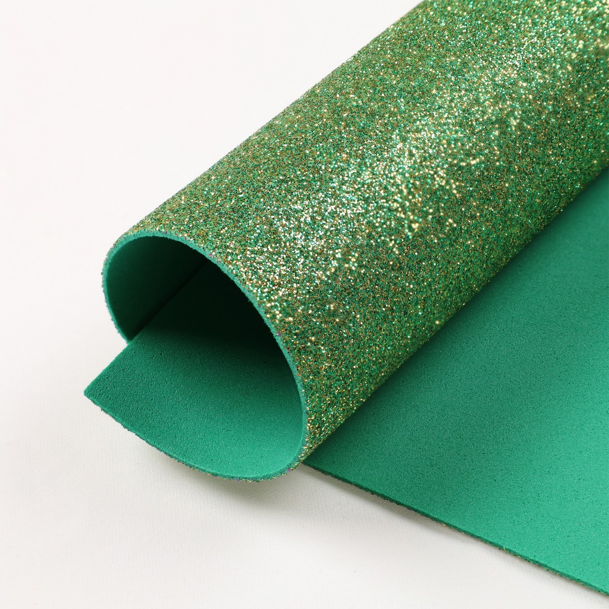 Fogli Gomma Crepla Glitter 14 colori spessore 1,6mm - Misura 33x25cm -  Verde-Oro 