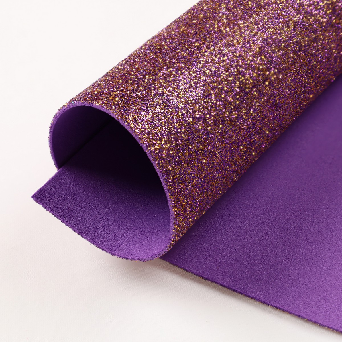 Fogli Gomma Crepla Glitter 14 colori spessore 1,6mm - Misura 33x25cm -  Viola-Oro 