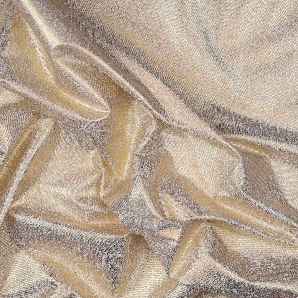 Tessuto Gabardine di Cotone - Colore Bianco Placcato Coprente Oro - Mezzo  Metro 