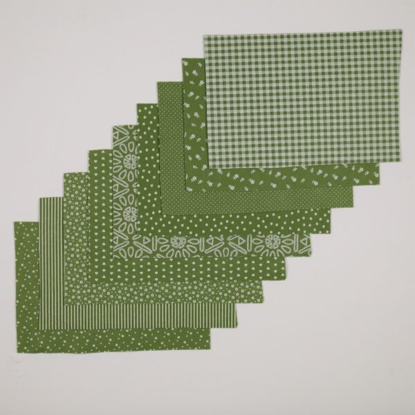 Pacco Assortito Pannolenci Stampato Fantasia 9 Fantasie Assortite Verde Muschio Melange