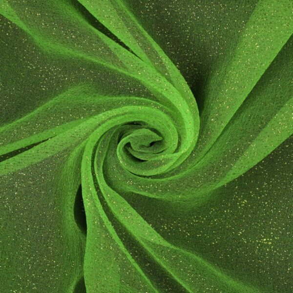 Tessuto Organza Glitter - Verde Mela Glitter Verde - Mezzo Metro