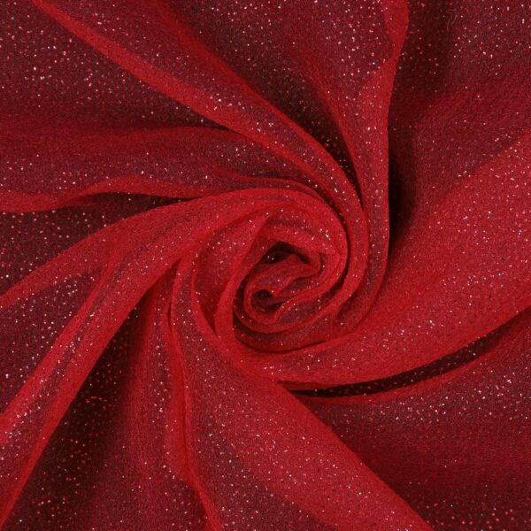 Tessuto Organza Glitter - Rosso Glitter Rosso - Mezzo Metro