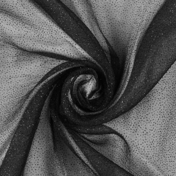 Tessuto Organza Glitter - Nero Glitter Nero - Mezzo Metro