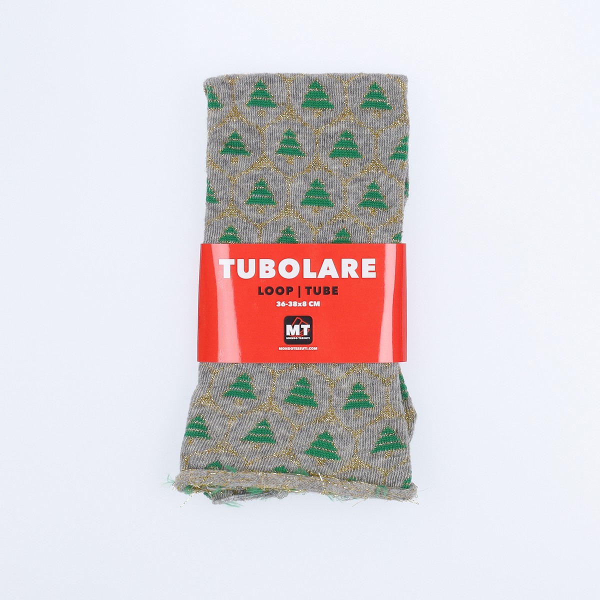 Tubolare Elasticizzato In Maglia - Alberello Glitter 8cm Grigio Chiaro