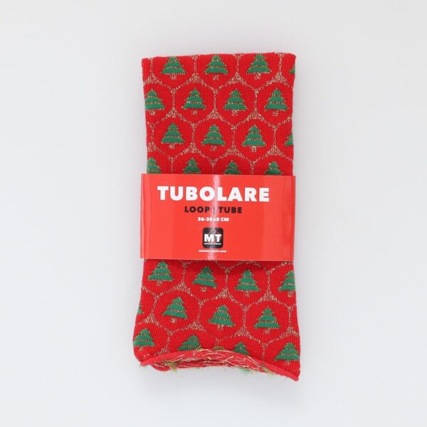 Tubolare Elasticizzato In Maglia - Alberello Glitter 8cm Rosso