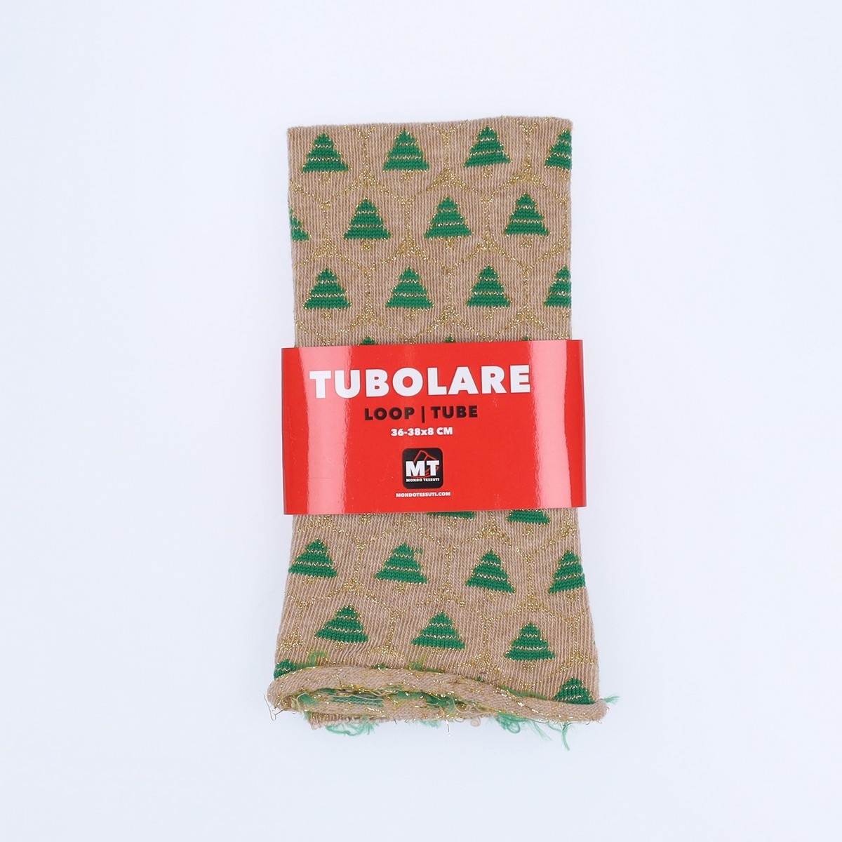 Tubolare Elasticizzato In Maglia - Alberello Glitter 8cm Tortora