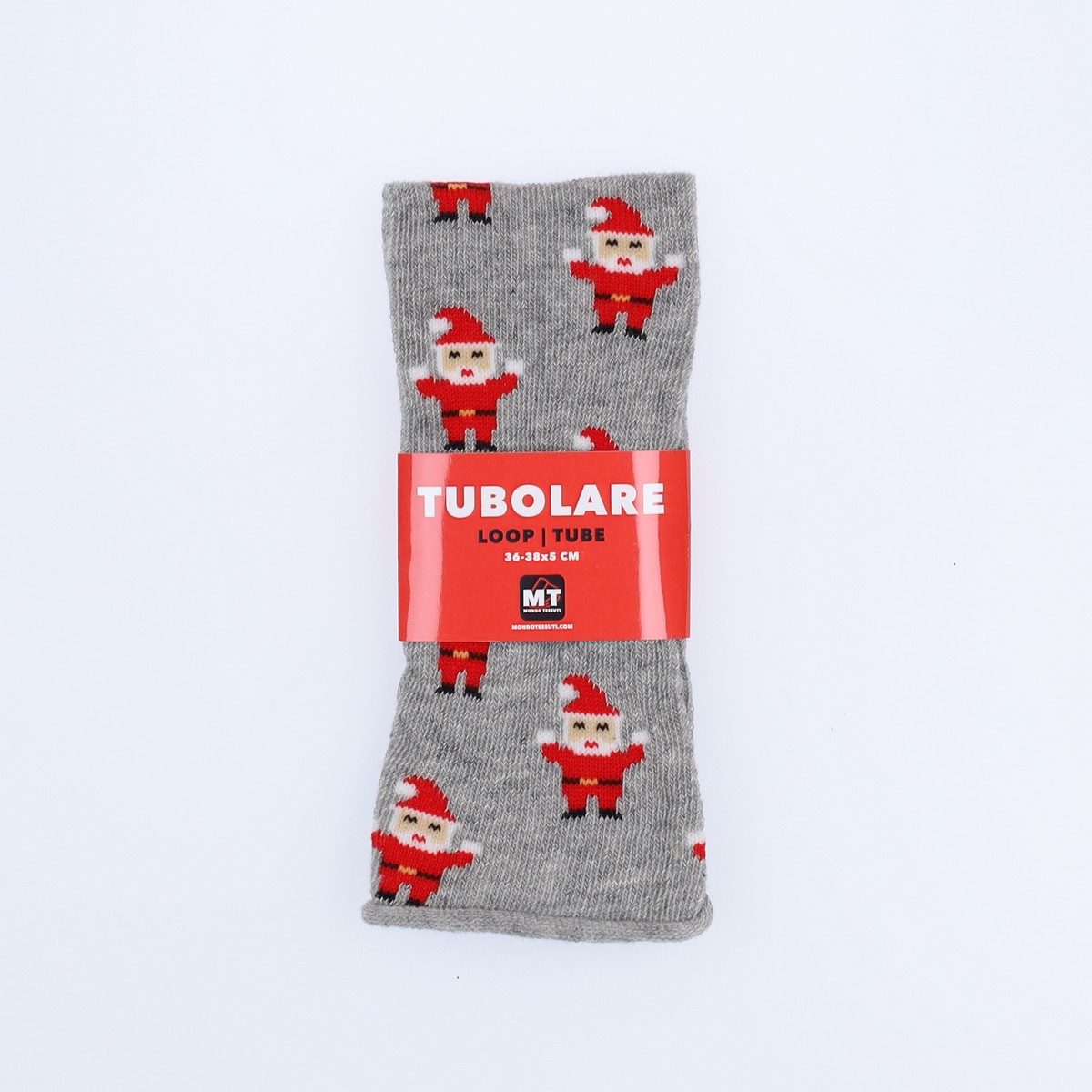 Tubolare Elasticizzato In Maglia - Babbo Natale 5cm Grigio Chiaro