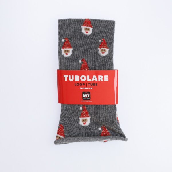 Tubolare Elasticizzato In Maglia - Babbo Natale Cappello Glitter 8cm Grigio Scuro