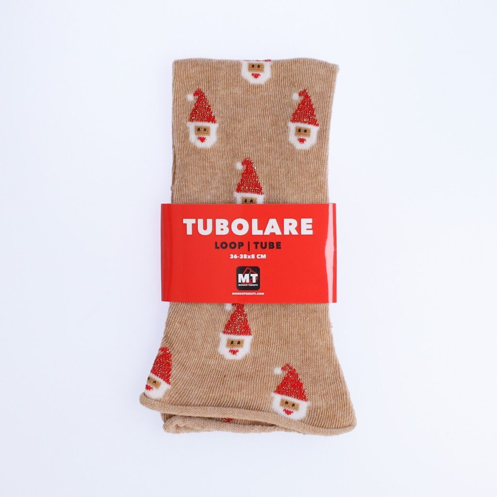 Tubolare Elasticizzato In Maglia - Pois Oro 8cm Tortora