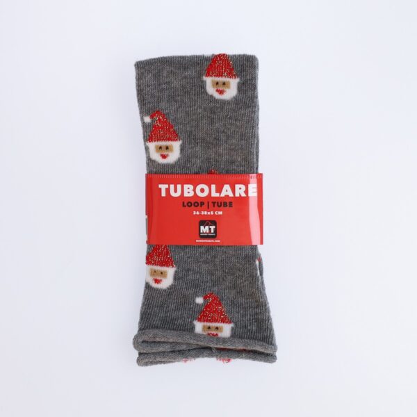 Tubolare Elasticizzato In Maglia - Babbo Natale Cappello Glitter 5cm Grigio Scuro