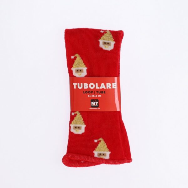 Tubolare Elasticizzato In Maglia - Babbo Natale Cappello Glitter 5cm Rosso