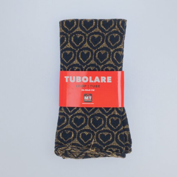 Tubolare Elasticizzato In Maglia - Cuore Glitter 8cm Blu Navy