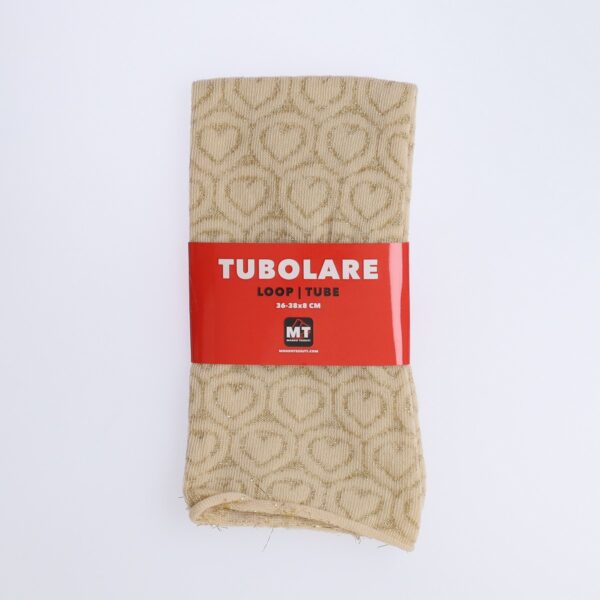 Tubolare Elasticizzato In Maglia - Cuore Glitter 8cm Panna