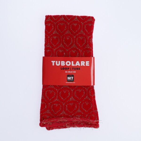 Tubolare Elasticizzato In Maglia - Cuore Glitter 8cm Rosso
