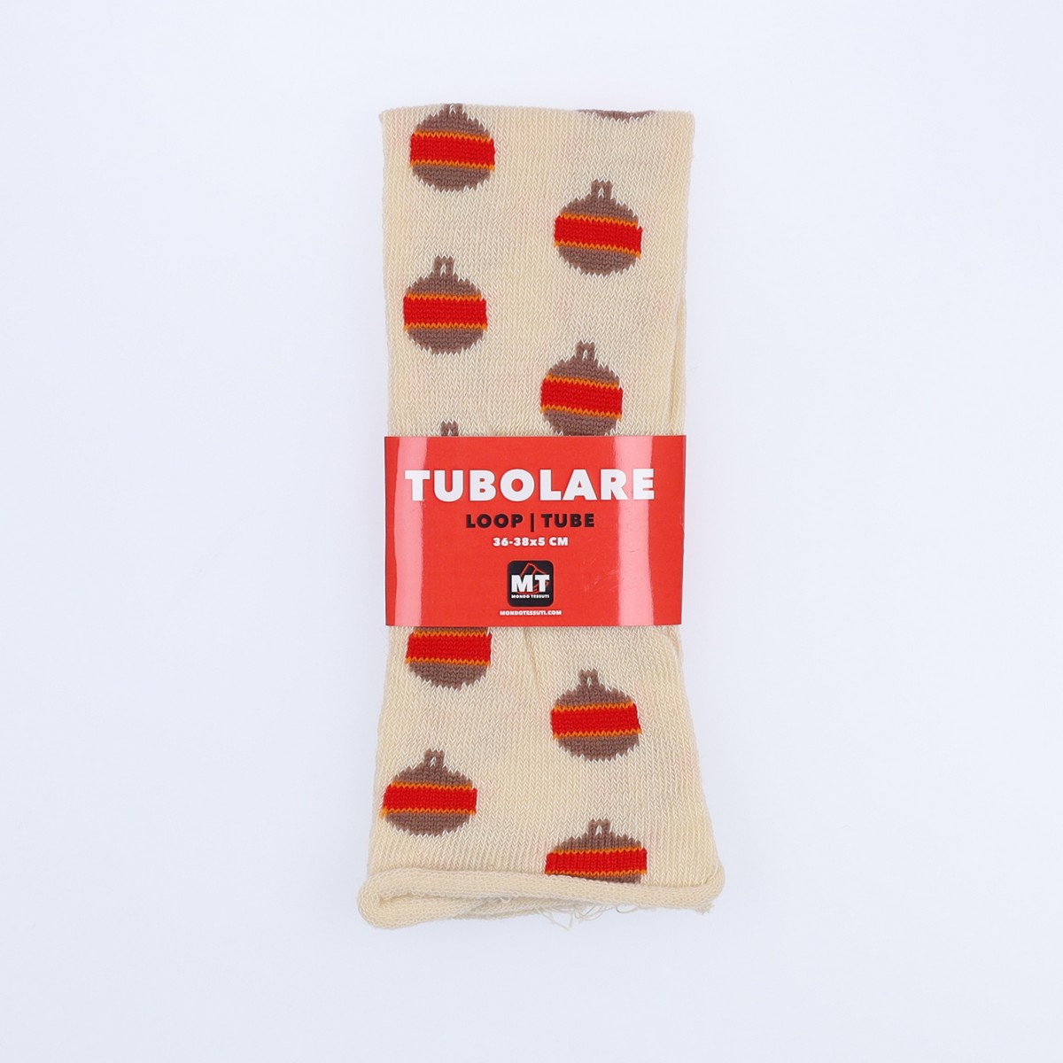 Tubolare Elasticizzato In Maglia - Pallina Di Natale 5cm Panna