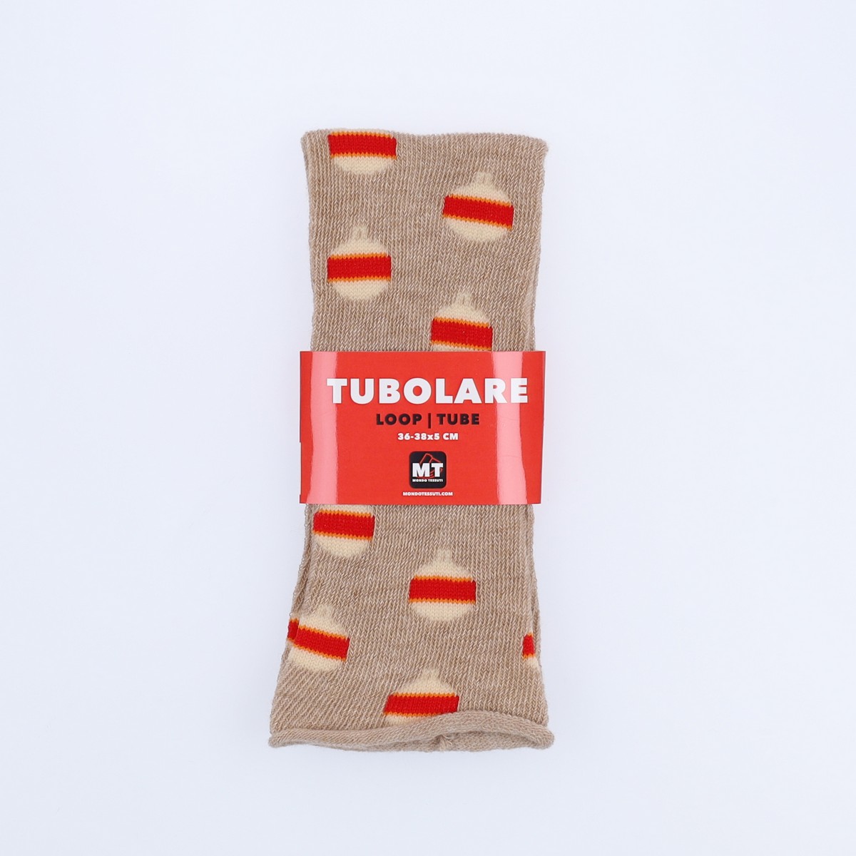 Tubolare Elasticizzato In Maglia - Pallina Di Natale 5cm Tortora