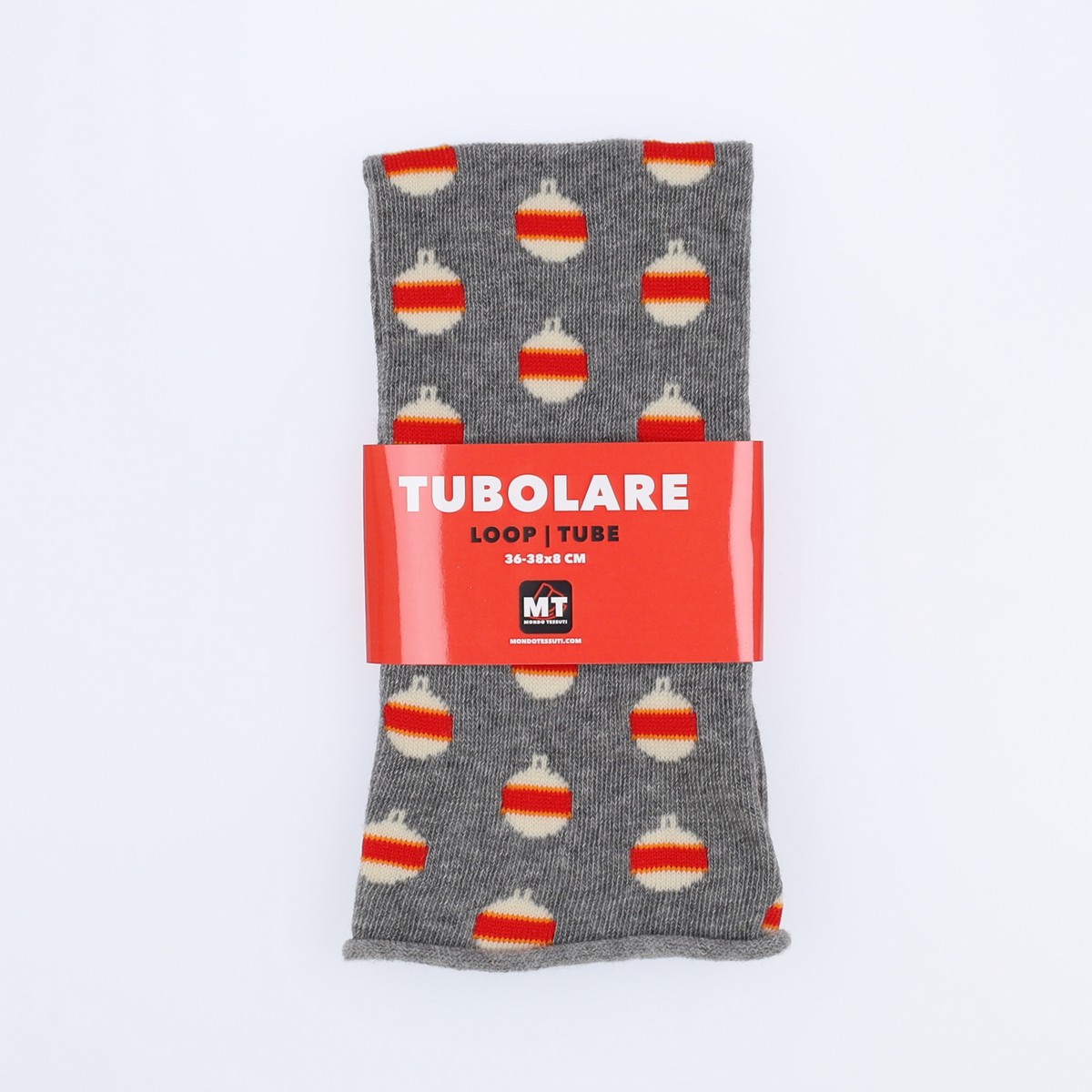 Tubolare Elasticizzato In Maglia - Pallina Di Natale 8cm Grigio Scuro