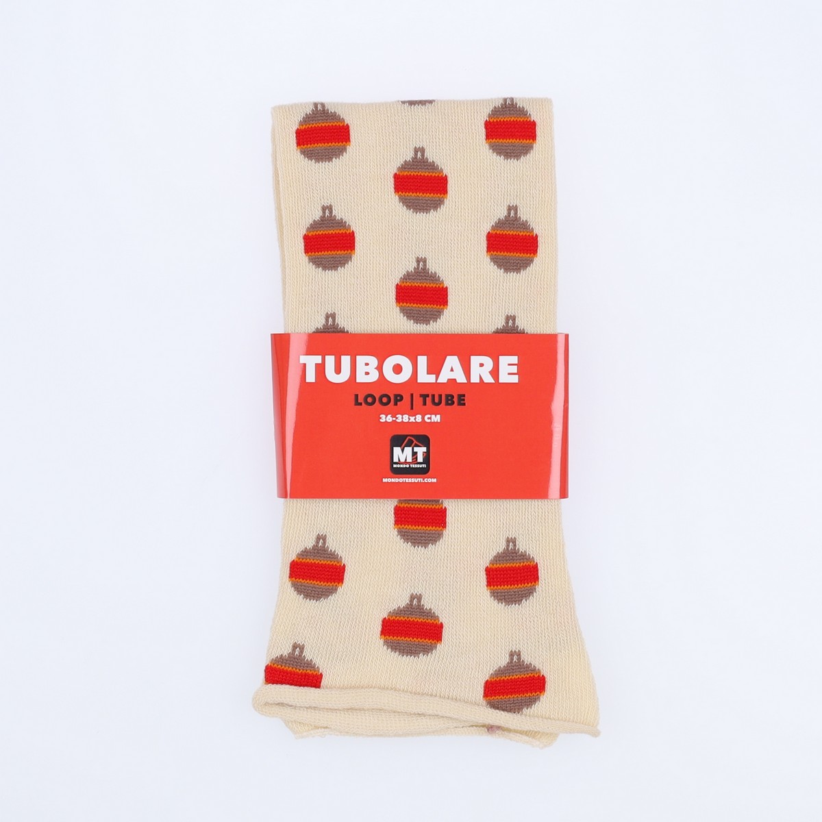 Tubolare Elasticizzato In Maglia - Pallina Di Natale 8cm Panna