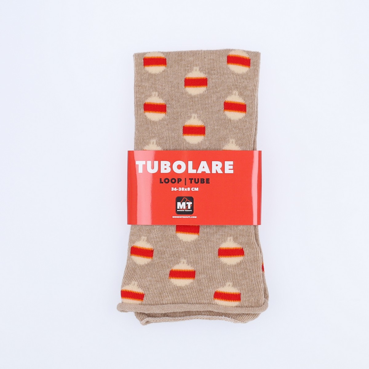 Tubolare Elasticizzato In Maglia - Pallina Di Natale 8cm Tortora