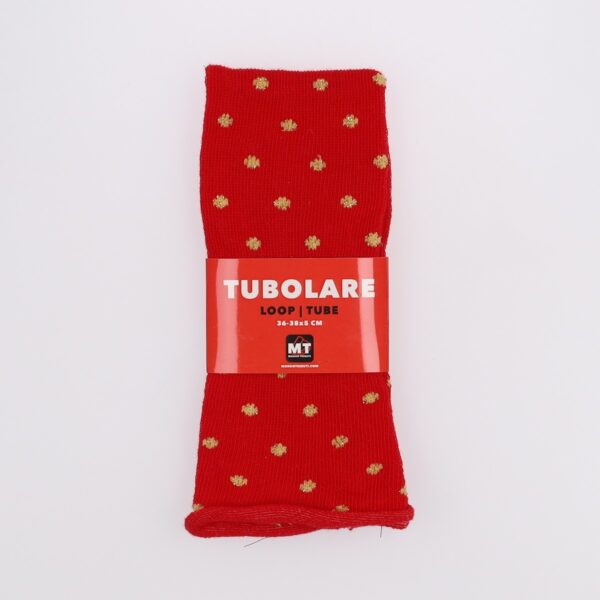 Tubolare Elasticizzato In Maglia - Pois Oro 5cm Rosso
