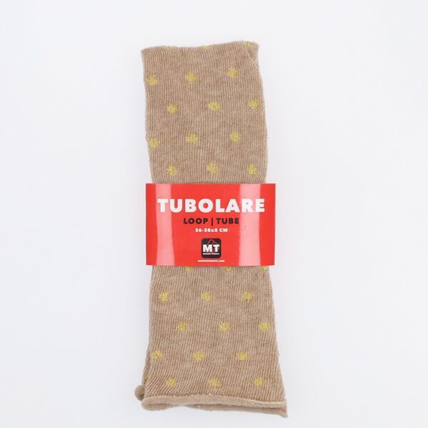 Tubolare Elasticizzato In Maglia - Pois Oro 5cm Tortora
