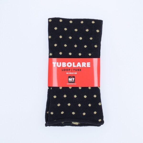 Tubolare Elasticizzato In Maglia - Pois Oro 8cm Blu Navy