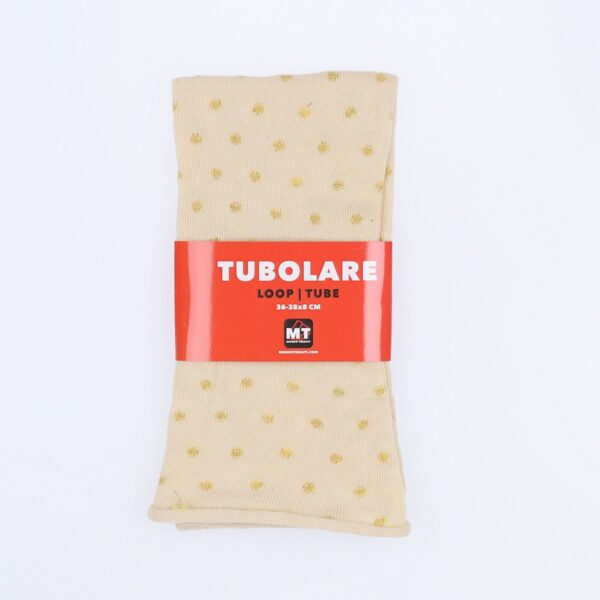 Tubolare Elasticizzato In Maglia - Pois Oro 8cm Panna