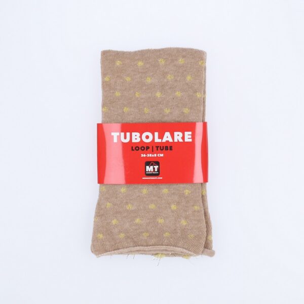 Tubolare Elasticizzato In Maglia - Pois Oro 8cm Tortora