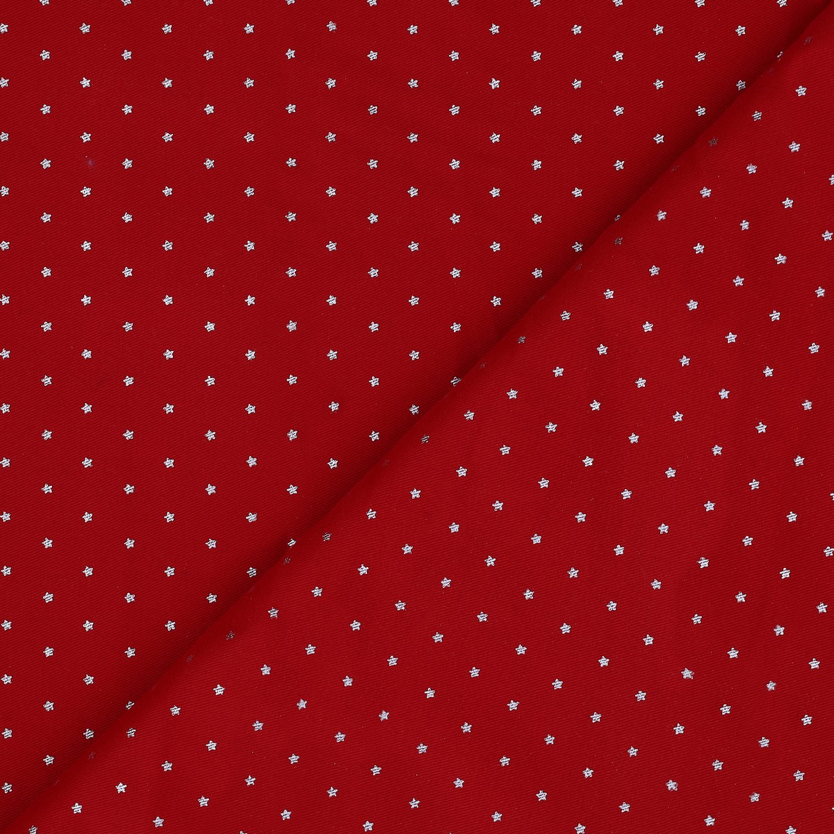 Tessuto Gabardine di Cotone - Colore Rosso Stella Piccola Argento 
