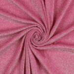 Tessuto Madrid Maglina con Lurex Jersey Bi-Elastica - Fondo Rosa Baby-Lurex Argento