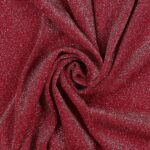 Tessuto Madrid Maglina con Lurex Jersey Bi-Elastica - Fondo Rosso - Lurex Argento