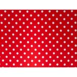 Tessuto Raso Stampato Fantasia - Pois Grande Bianco fondo Rosso