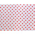 Tessuto Raso Stampato Fantasia - Pois Grande Rosso fondo Bianco