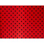 Tessuto Raso Stampato Fantasia - Pois Grande Nero fondo Rosso
