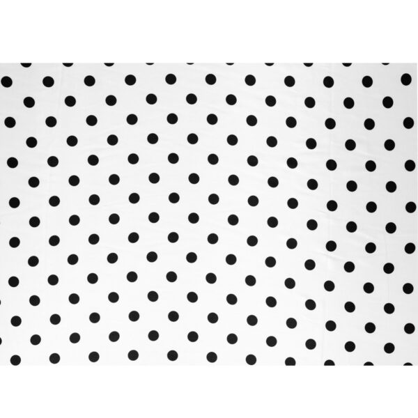 Tessuto Raso Stampato Fantasia - Pois Grande Nero fondo Bianco