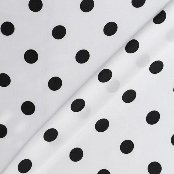 Tessuto Raso Stampato Fantasia - Pois Grande Nero fondo Bianco