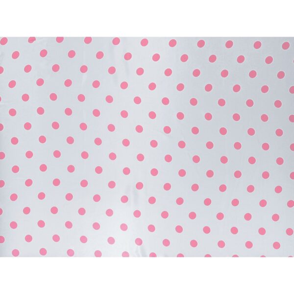 Tessuto Raso Stampato Fantasia - Pois Grande Rosa fondo Bianco