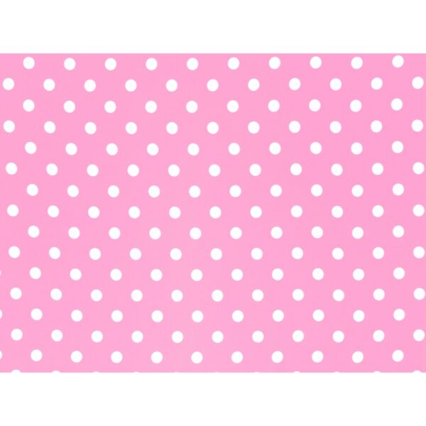 Tessuto Raso Stampato Fantasia - Pois Grande Bianco fondo Rosa