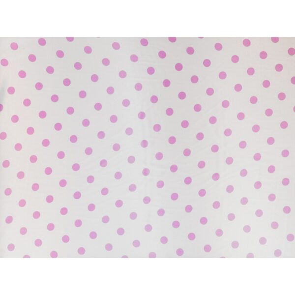 Tessuto Raso Stampato Fantasia - Pois Grande Lilla fondo Bianco