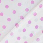 Tessuto Raso Stampato Fantasia - Pois Grande Lilla fondo Bianco