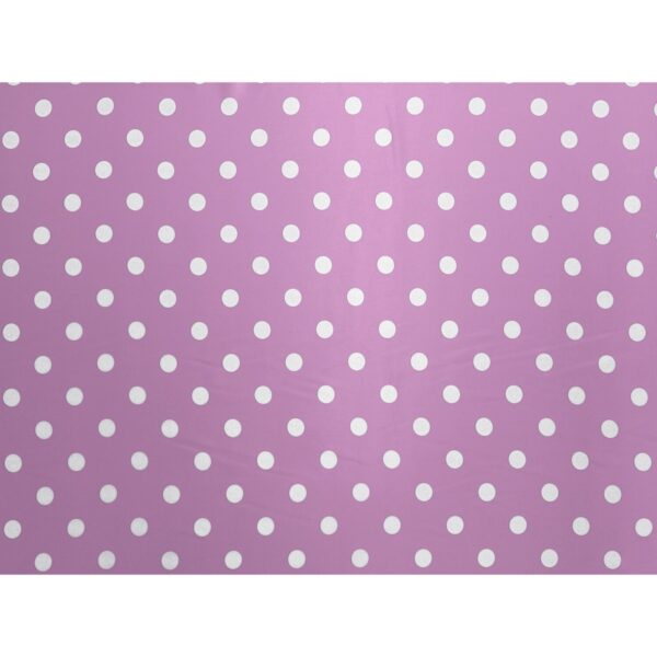 Tessuto Raso Stampato Fantasia - Pois Grande Bianco fondo Lilla