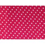 Tessuto Raso Stampato Fantasia - Pois Grande Bianco fondo Fucsia