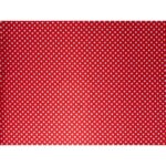 Tessuto Raso Stampato Fantasia - Pois Piccolo Bianco fondo Rosso