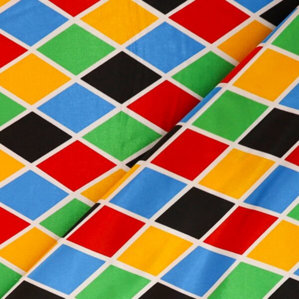 Tessuto Raso Stampato Fantasia - Arlecchino Grande