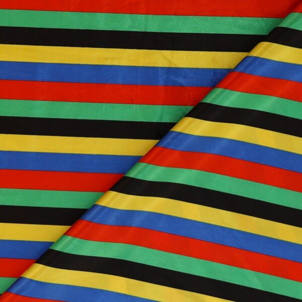 Tessuto Raso Stampato Fantasia - Rigato Multicolor