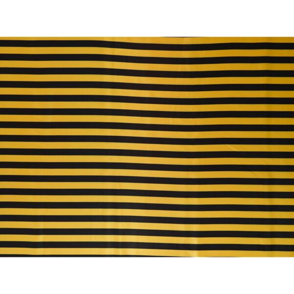 Tessuto Raso Stampato Fantasia - Rigato Nero fondo Giallo