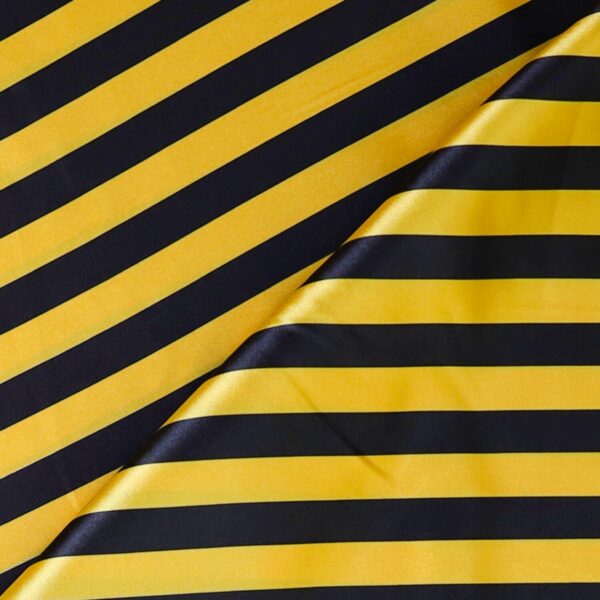 Tessuto Raso Stampato Fantasia - Rigato Nero fondo Giallo