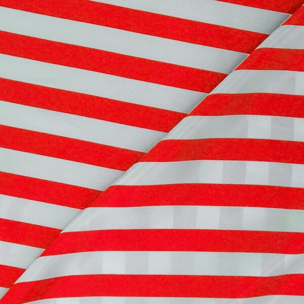 Tessuto Raso Stampato Fantasia - Rigato Rosso fondo Bianco