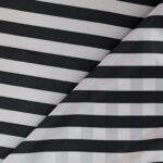 Tessuto Raso Stampato Fantasia - Rigato Nero fondo Bianco